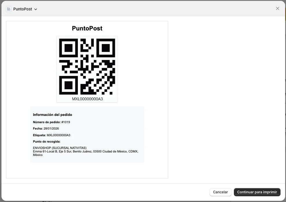 Gestión de pedidos con punto de recogida