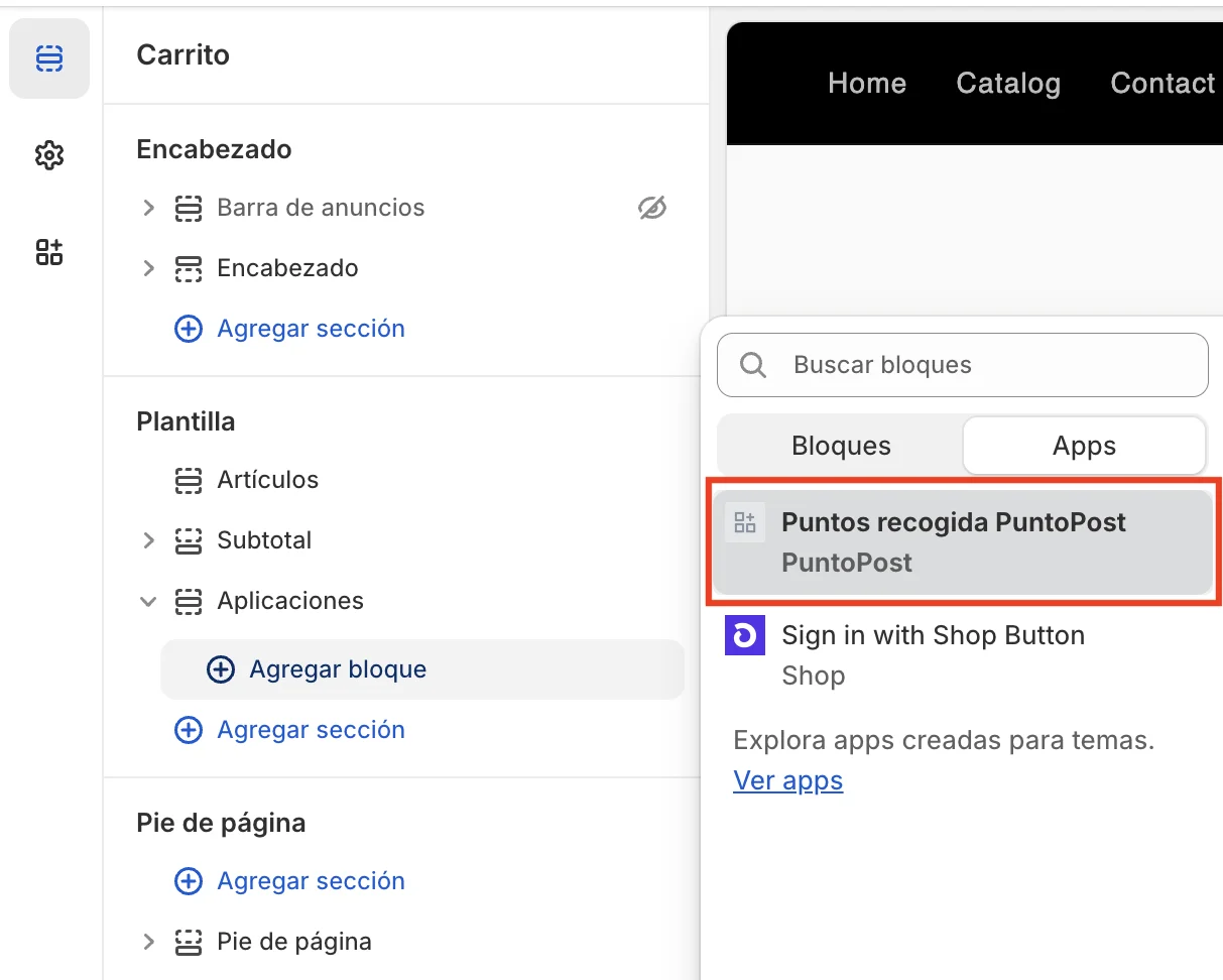 Configuración del carrito como Página