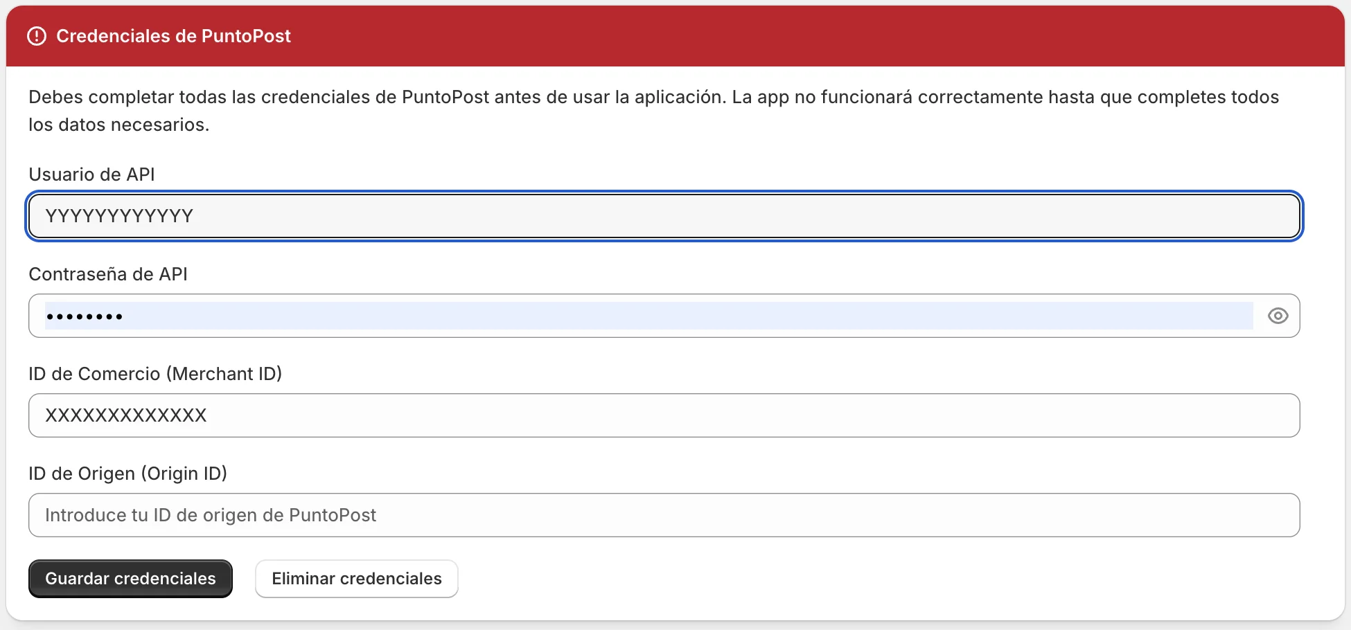 Configuración de las credenciales B2C