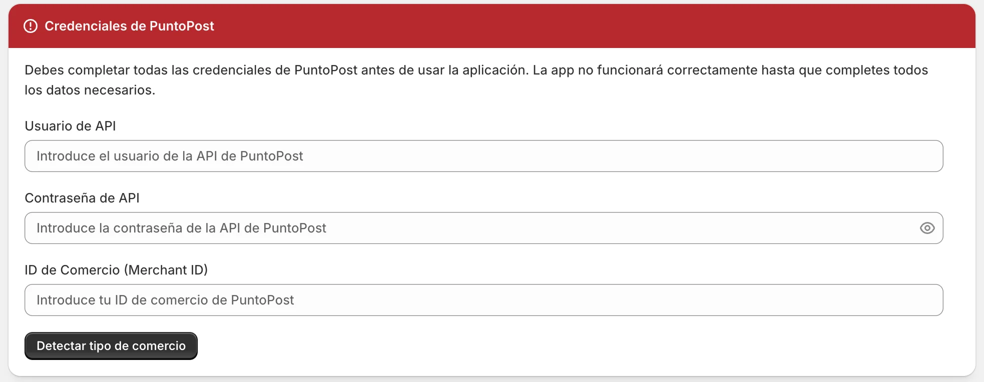 Configuración de las credenciales