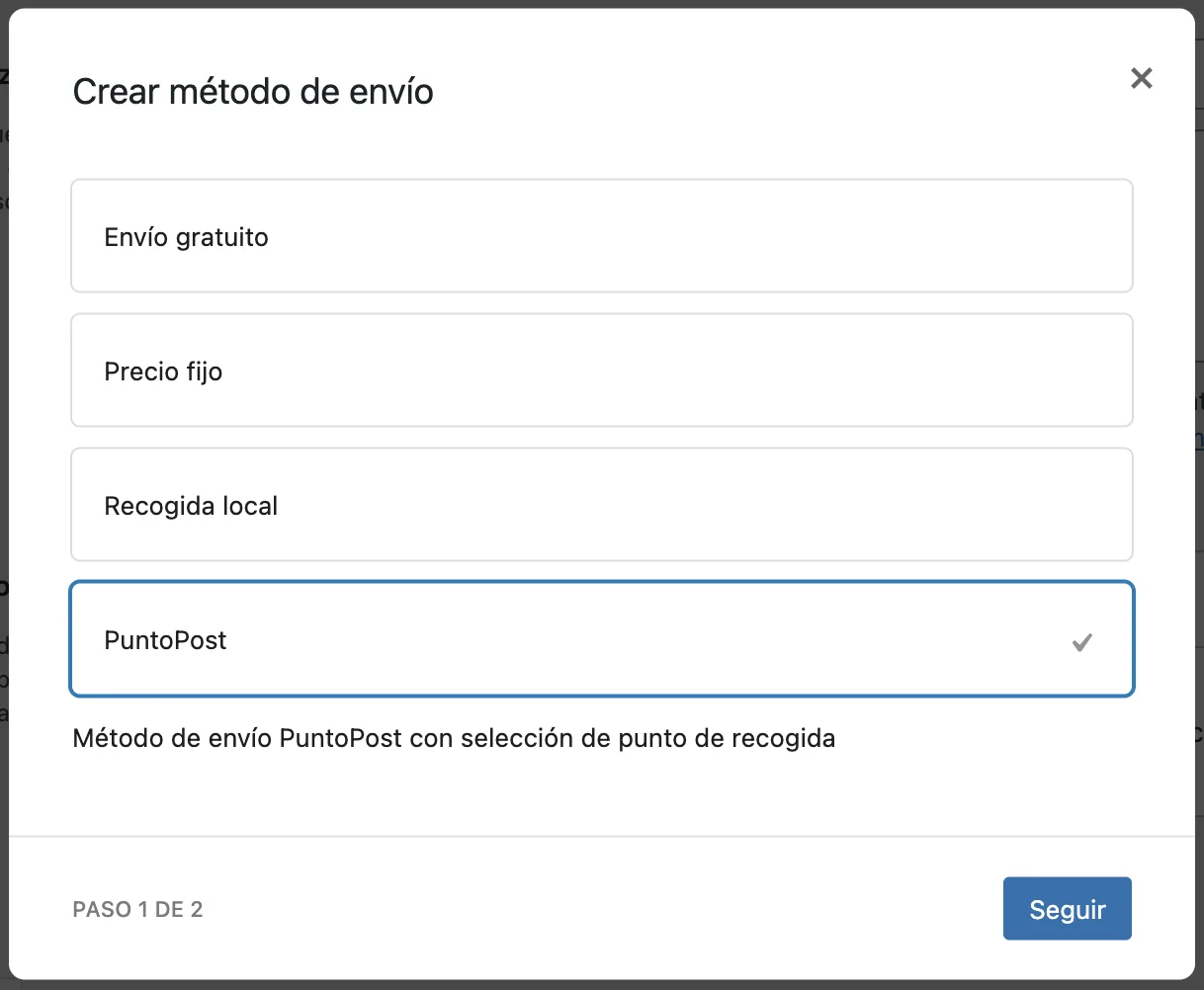 Crear método de envío