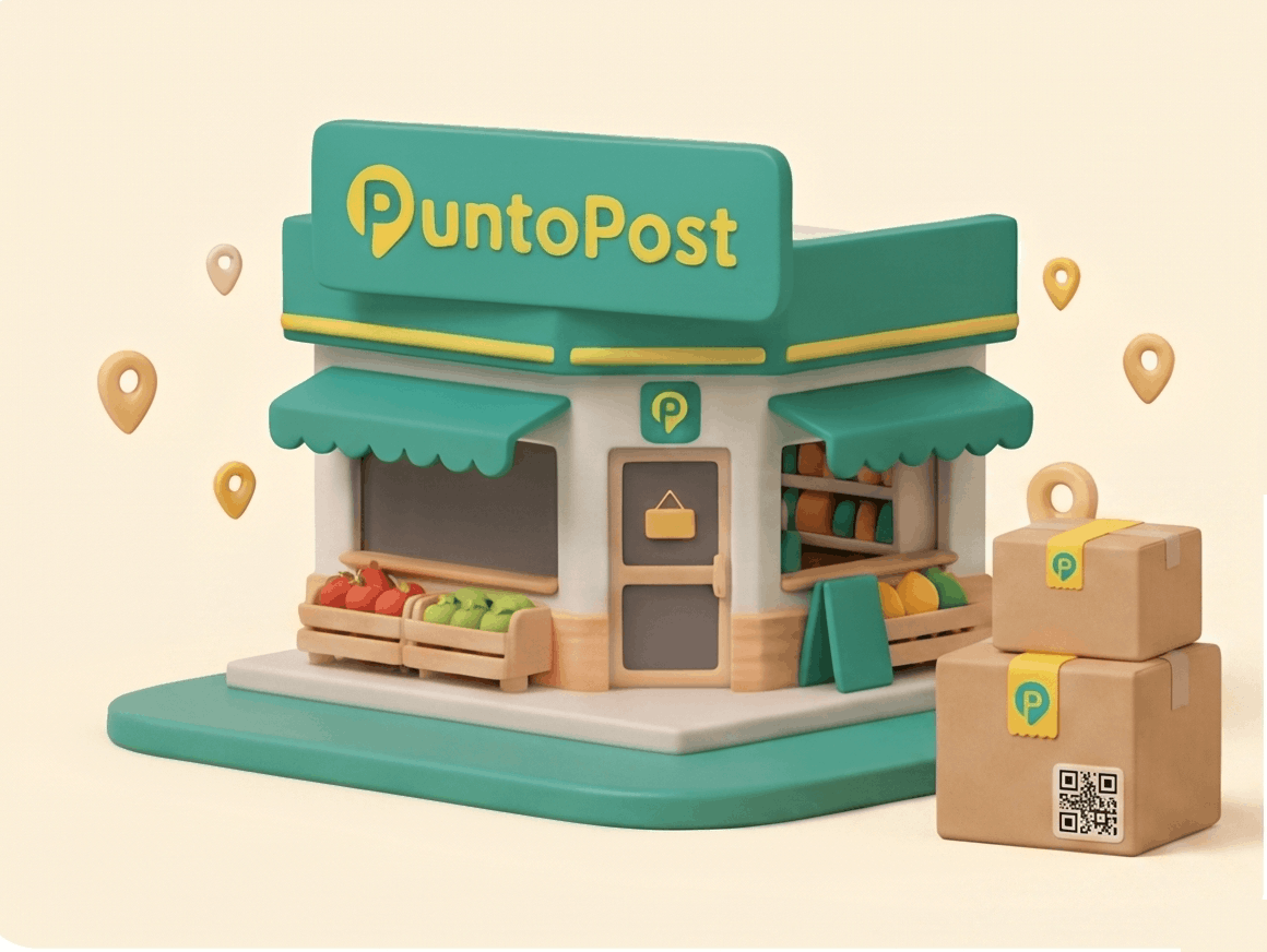 Tienda PuntoPost de barrio con paquetes