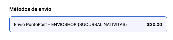 Método de envío en el checkout