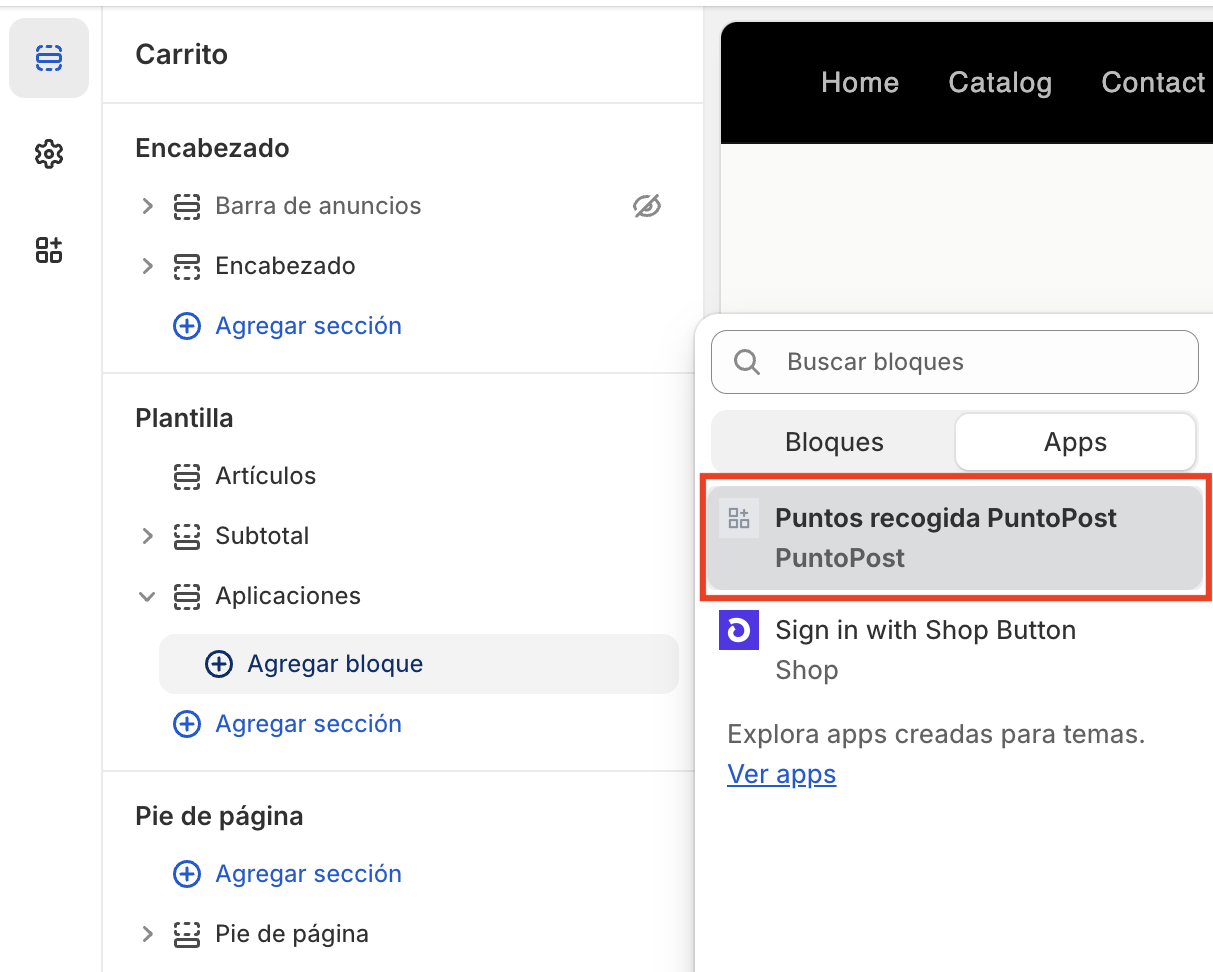 Configuración del carrito como Página
