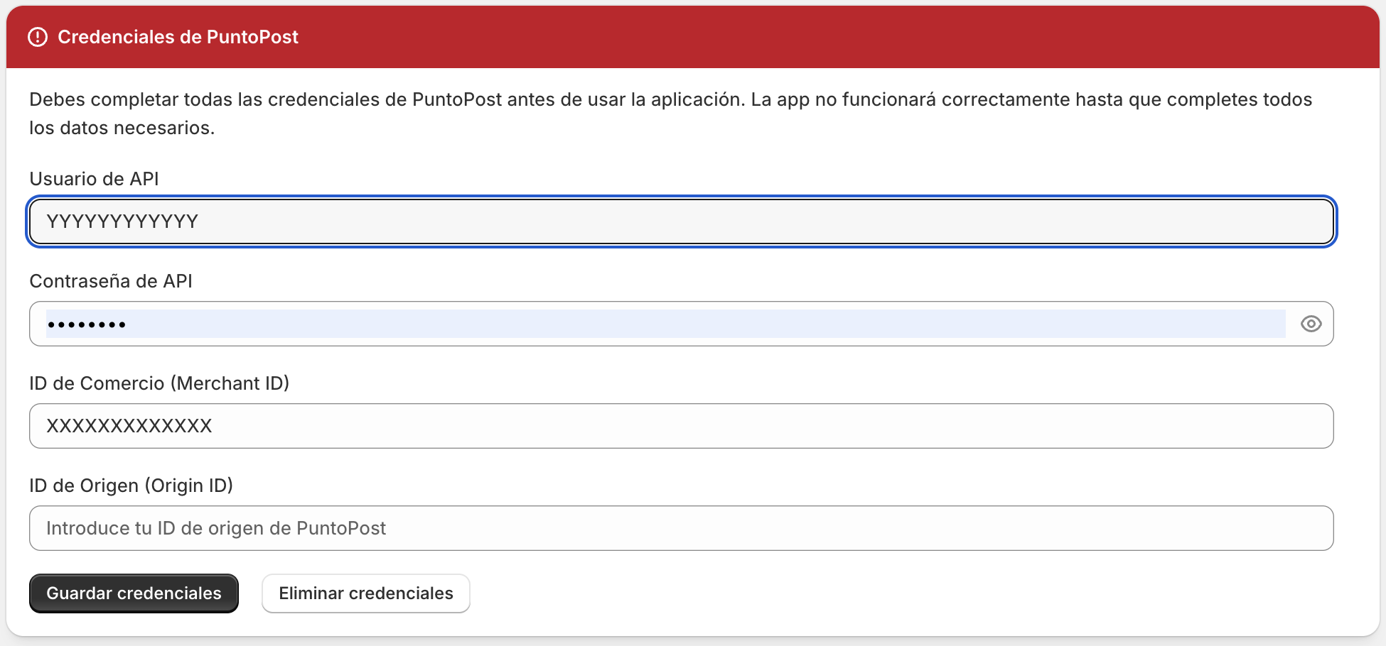 Configuración de las credenciales B2C