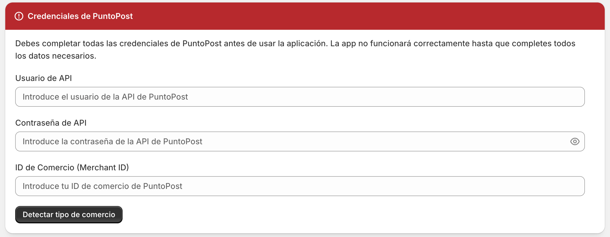 Configuración de las credenciales