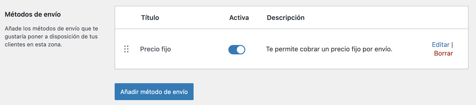 Configuración de las zonas de envío