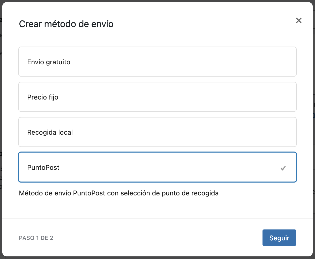 Crear método de envío