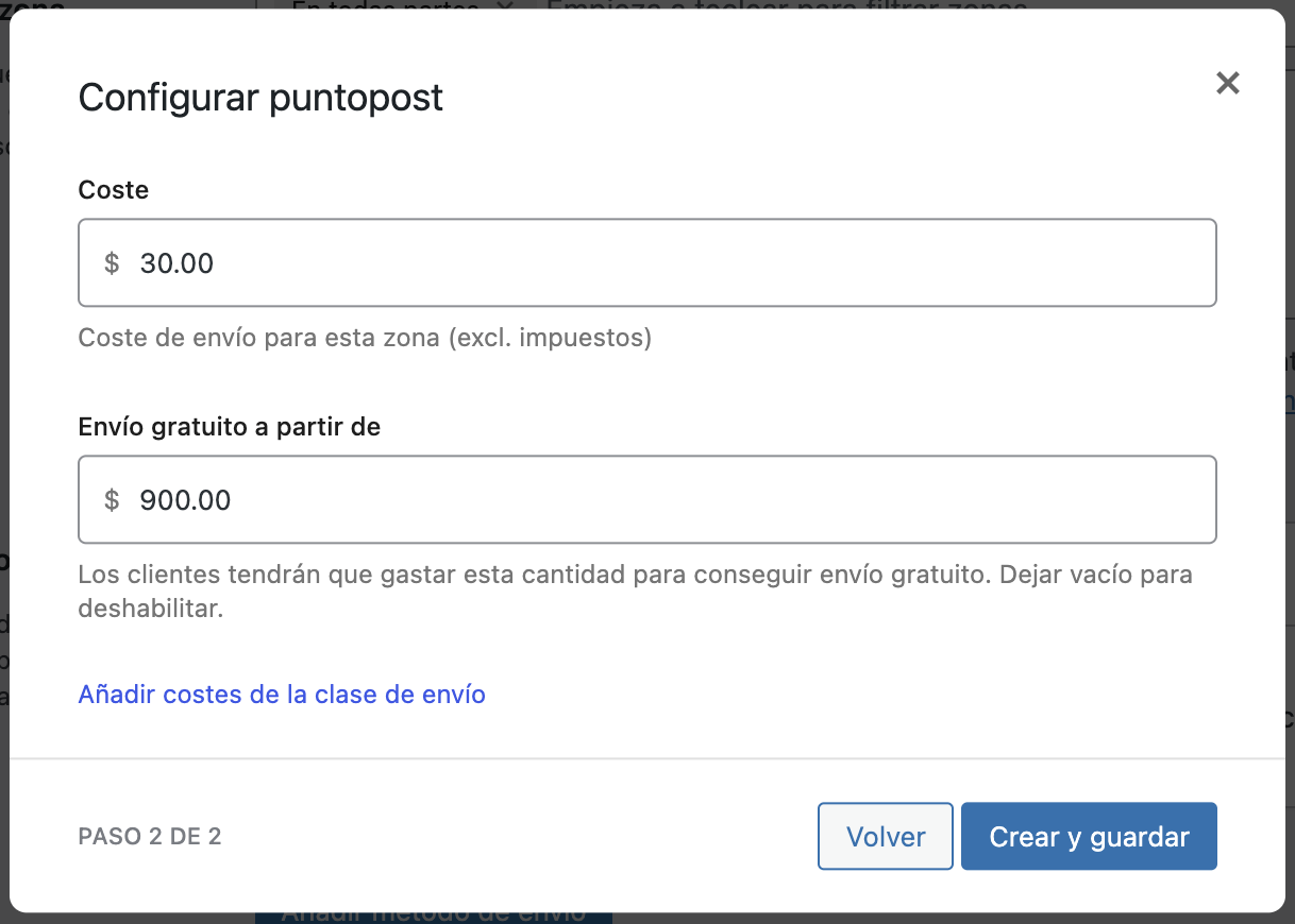 Crear método de envío